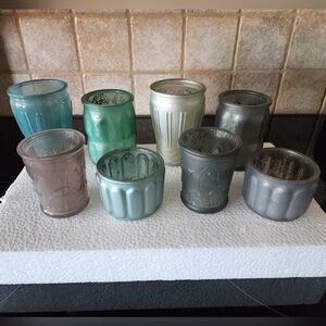 Vintage Style Glass Candle Holders Collection Blue Green #2494